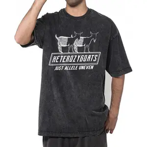 Heterozygoats Genetics Humor Tee – Casual Washed Fabric for Everyday Wear