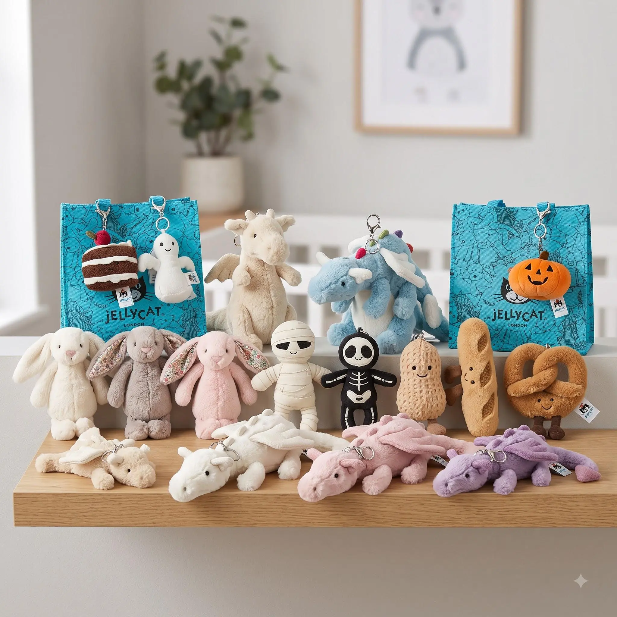 Jellycat Plush Keychain - Mini Stuffed Animal Bag Charm, Soft Collectible Pendant Accessory, Gift for Friends, Bag Charms