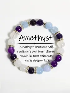 Natural Amethyst & Aquamarine Beaded Bracelet - Enhance Your Charm & Bring Good Luck in Love