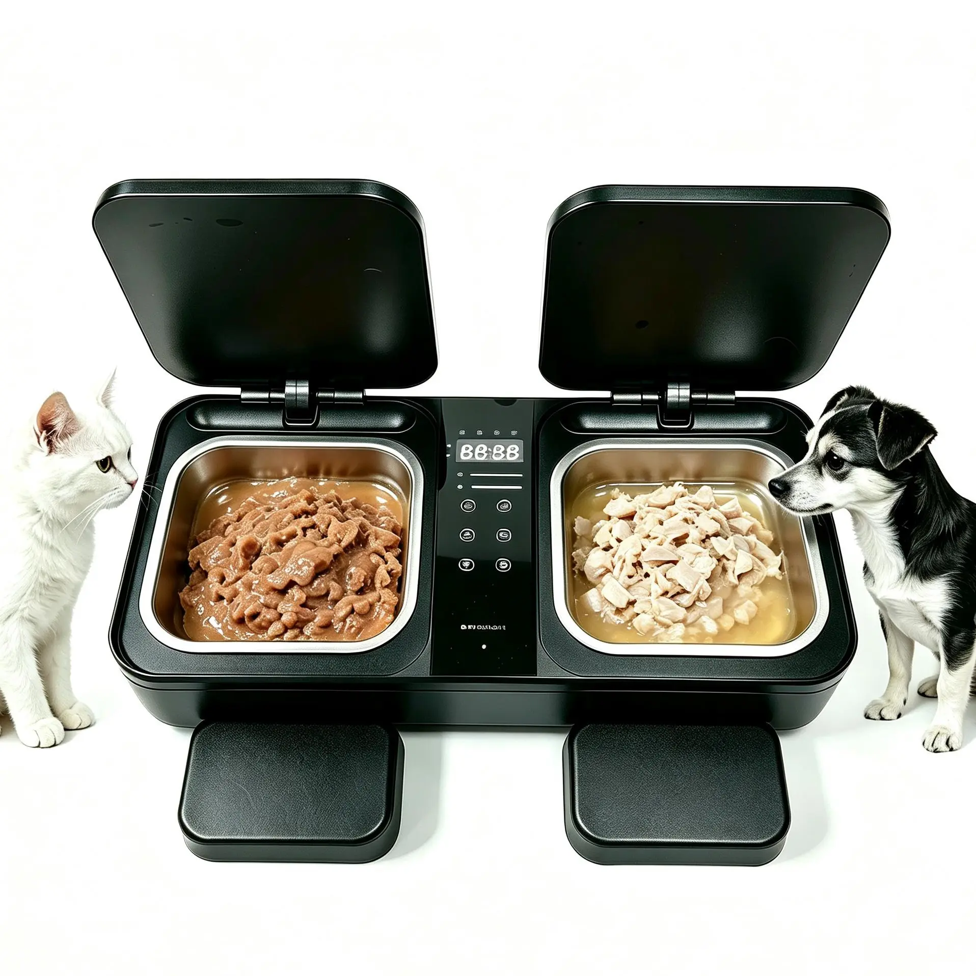 Meowant Automatic Cat Wet Food Feeder - Digital Timer, Stainless Steel Bowl, Constant Temperature Function for Convenient Pet Feeding
