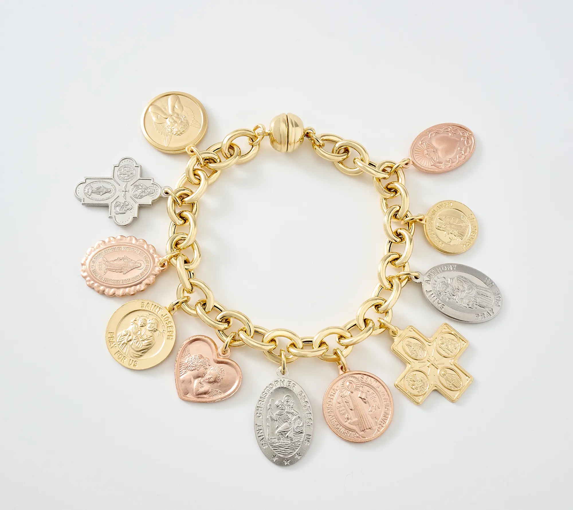 David Markstein Bronze Ponte Vecchio Multi Religious Charm Bracelet