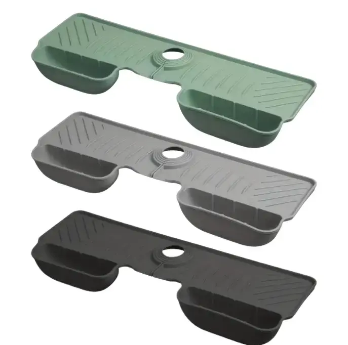 1pc Silicone Sink Splash Guard, Waterproof And Mildew-Proof Mat, Sponge Storage Plate, Draining And Organization Plate For Kitchen Bathroom, Kitchen Sink Storage, Kitchen Accessories