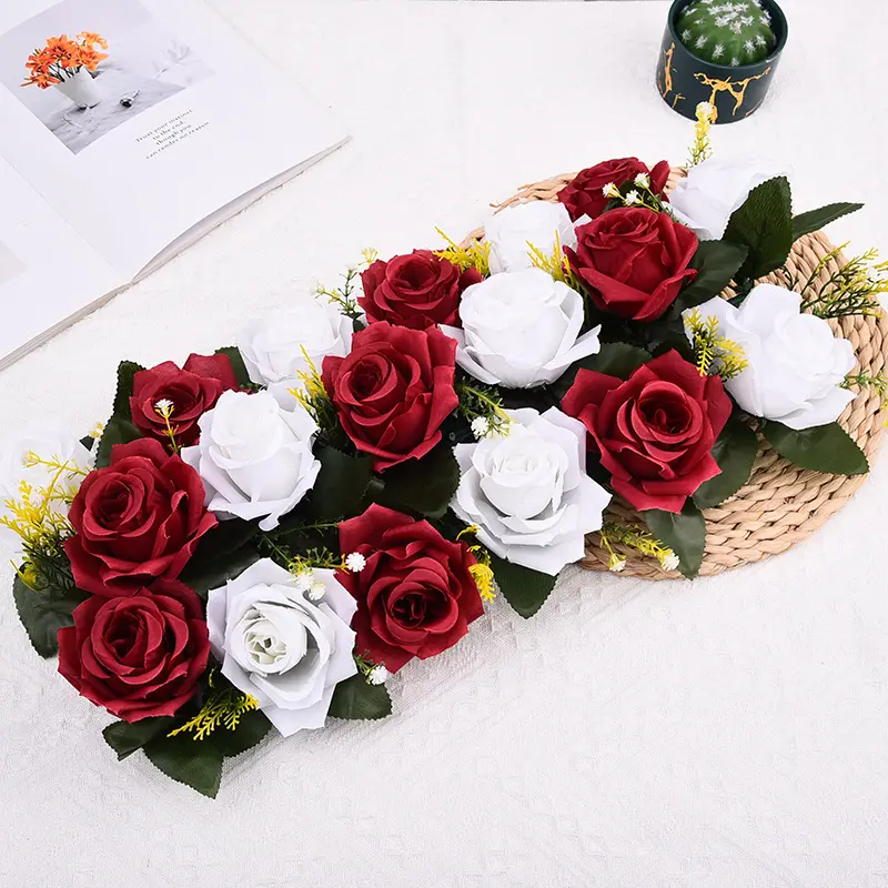Artificial Flower Centerpiece, Elegant Rose Arrangement For Dining Table, Wedding Party Decoration, Home Event Display