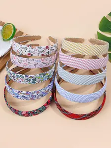 Elegant Plaid Wide Brim Hairbands for Girls, Set of 5, Perfect for Parties, Travel, Daily Wear, Teenagers' Fashion Accessories, Headbands