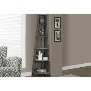 Bookshelf, Bookcase, Etagere, Corner, 5 Tier, 72"h, Office, Bedroom, Brown Laminate, Modern,, Home Office Bookcase Shelf Storage Organizer, Modern Book Shelf for Bedroom/Living Room/Home Office tall bookshelf ikea  bookshelf  hack