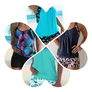 JoLip New Conservative European And American High Elasticity Belly Covering Slimming High-end Swimming Swimsuit Tankini Set