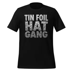 Men's Unisex Classic Tin Foil Hat Gang T-Shirt - Metallic Shiny Foil Print, Breathable Tops