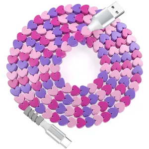 USB A to USB C  ,6FT Beaded Charger Cord for  17 16  Play Cord,Cute Type C    Charger for  17 Pro Max 17e 16e/ S26 S25 S24 Phone Girls ,-Rose