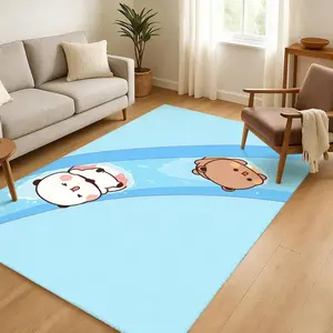 Cute Bubu Dudu Floor Mat Ultra Soft Thickened Flannel Floor Rug Non-Slip Washable Living Room Bedroom Home Decoration Mat, Fluffy Rug