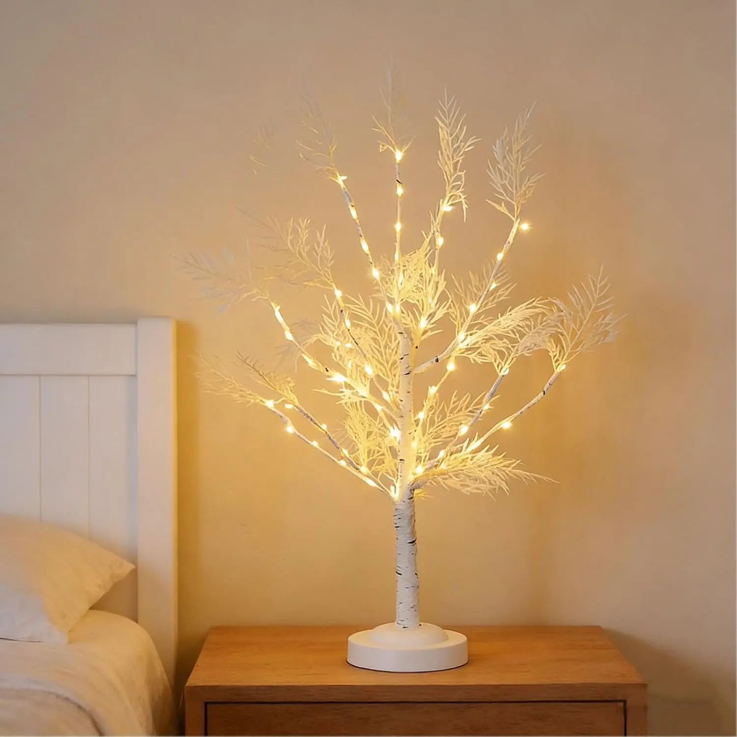 Warm White Coral Tree Table Lamp, 36 LED Bonsai Tree Night Light, USB or 3AA Battery Powered Tabletop Decorative Lamp for Bedroom, Desk, Living Room & Home Decor