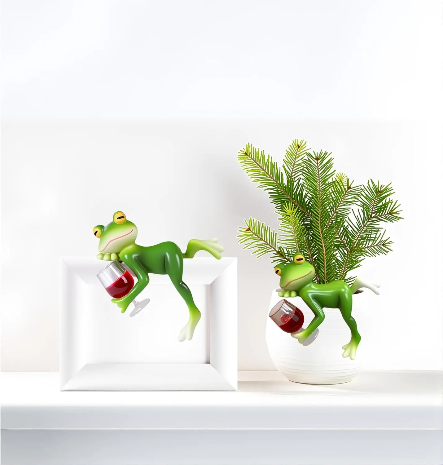 Funny Mini Frog Figurines for Plants & Pots Cute Frog Outdoor Garden Decor Statue for Gardeners Lawn Yard Flower Pot Ornament Unique Frog Gift Resin Material Waterproof Anti-Fade Technology