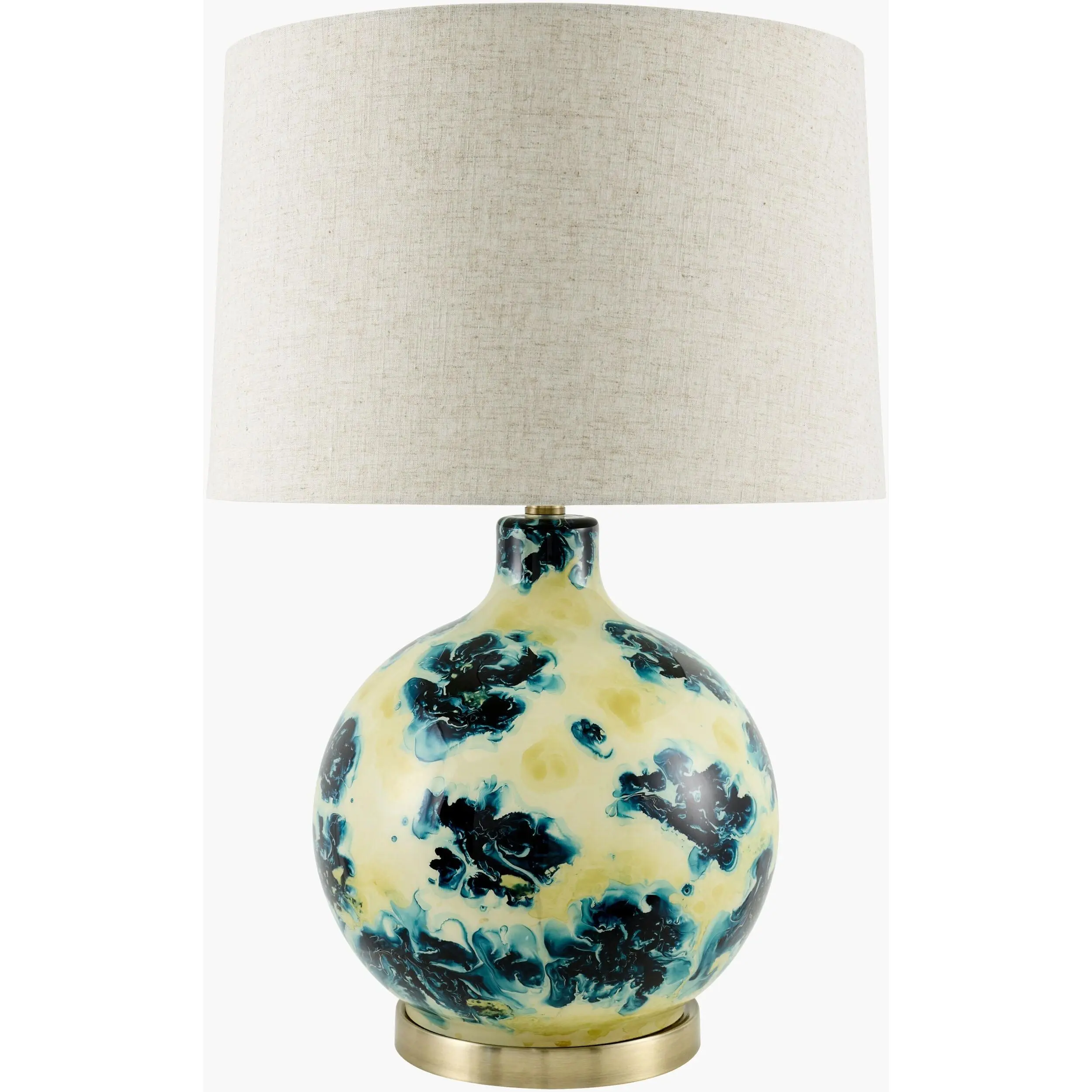 Traditional Cool Deep Teal Aesthetic Table Lamp with Linen Details, Decorative Ambiance Lighting for Bedside Table, Room Decor & House Decor, Linen Shade