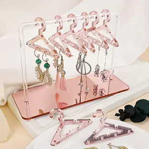 Acrylic Earring Holder Stand with 8 Mini Hangers, Earring Display Rack, Stud Earring Organizer, Suitable for Women and Girls