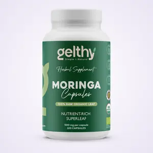 Organic Moringa Raw Leaf (120) Capsules x 500mg Supplement