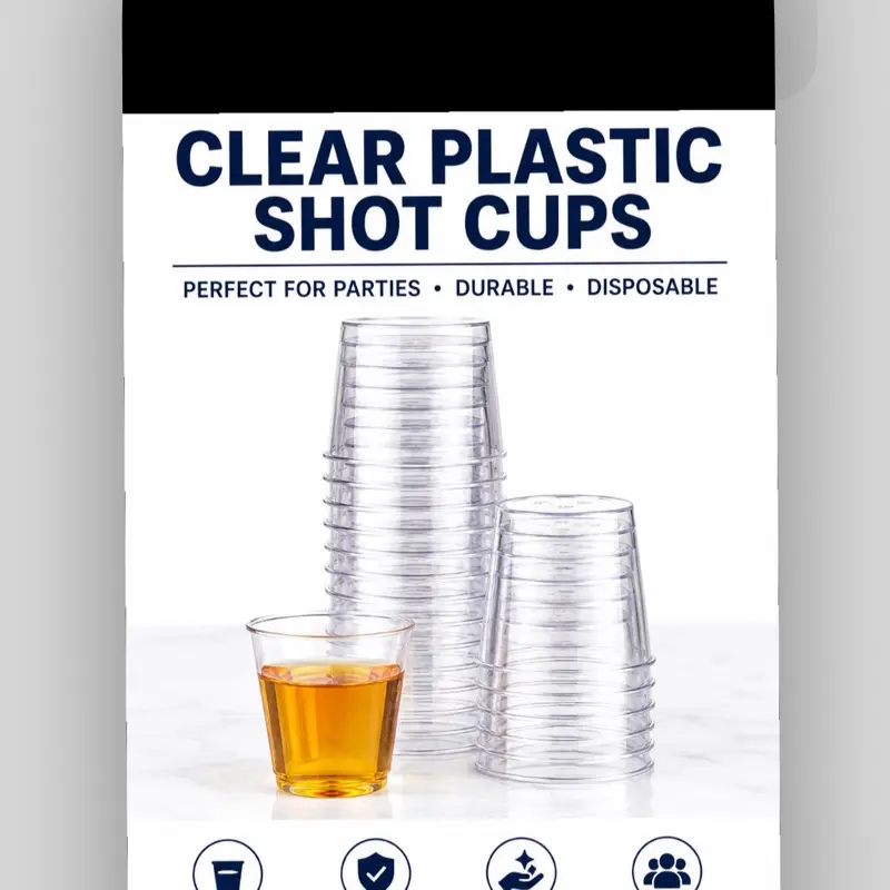 1 Oz Disposable Shot Glasses Clear Plastic Cups, 20-Pack