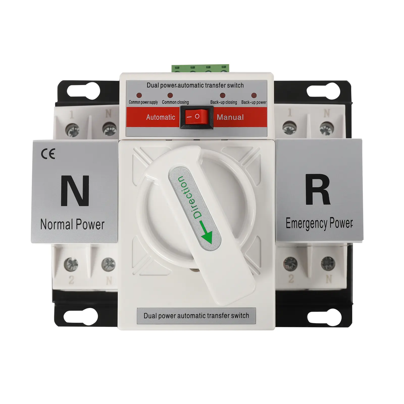 110V 63A 2P Red Copper Dual Power Automatic Transfer Switch with Mains Power Compatibility, Horizontal-Vertical Screw Mount, for Home Standby, Street Lamp Needs
