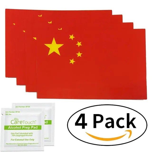 Spy Spot Set of 4 China Flag Stickers Weatherproof UV Resistant 4" x 2.5"