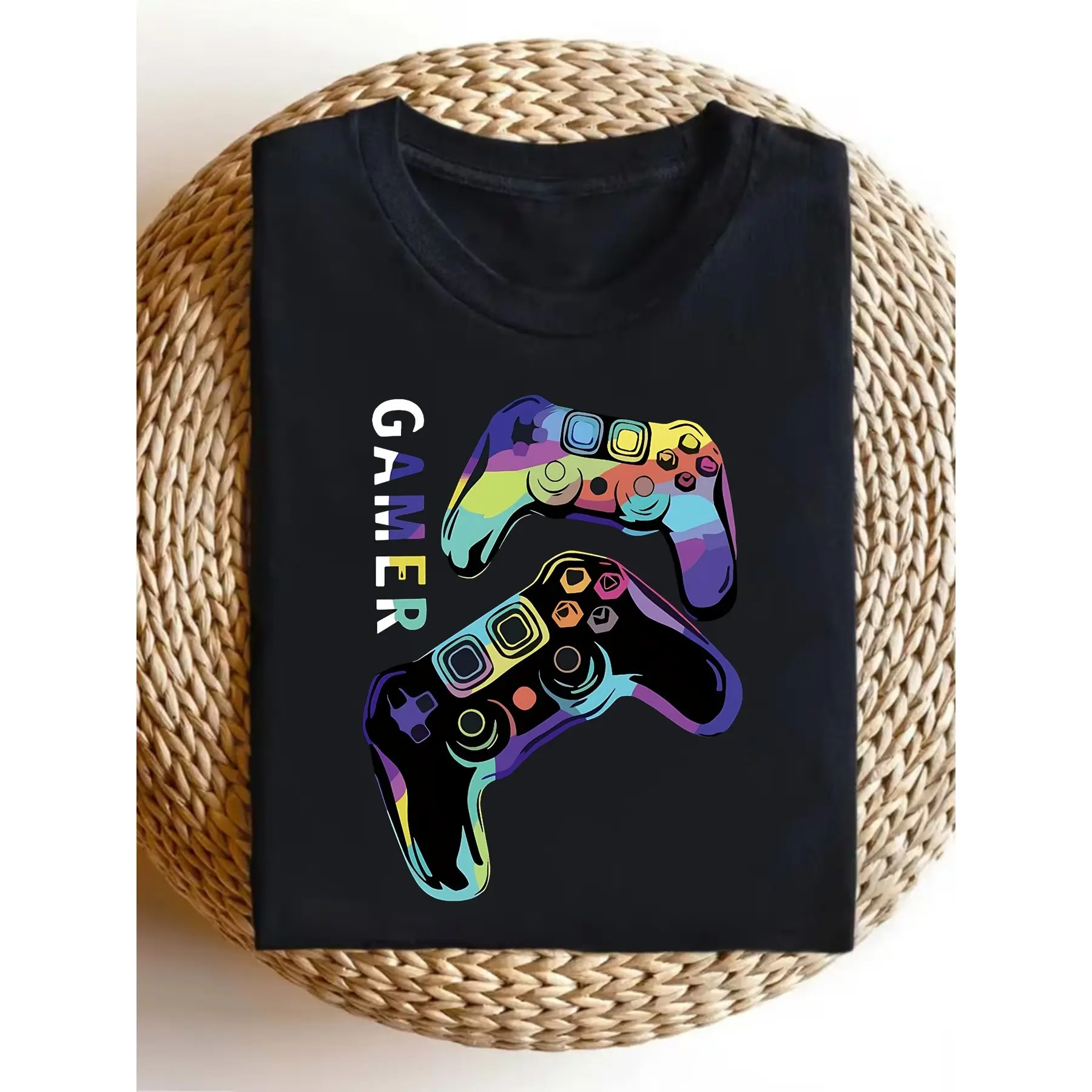 Men's Retro Gaming T-Shirt with Vintage Controller unisex soft cotton short sleeve t shirt, vintage graphic casual tee for men women teens, perfect birthday holiday gift for camping travel gym daily street  wear