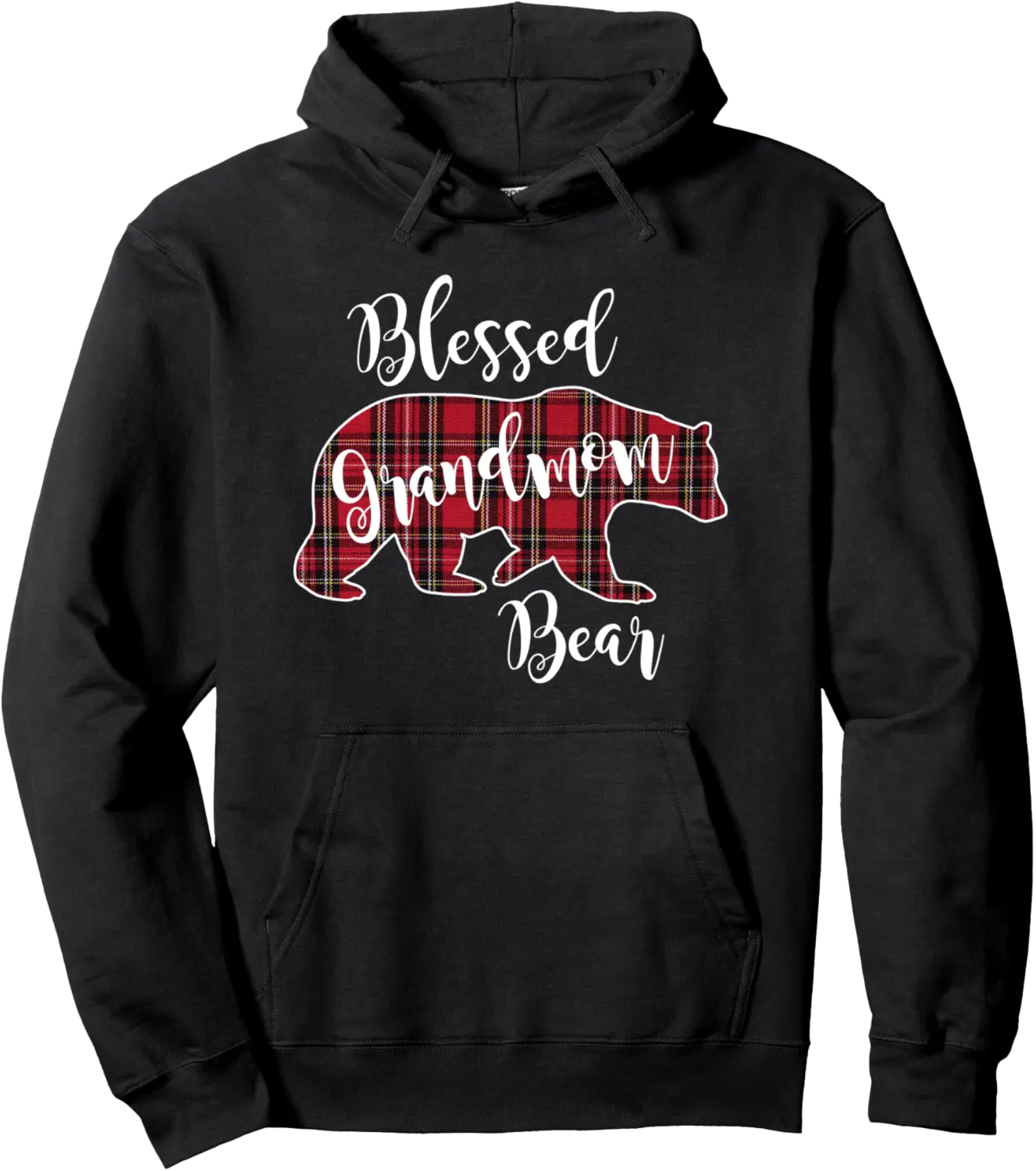 Blessed Grandmom Bear Red Tartan Plaid Pajama Mom Grandma Pullover Hoodie - Jamespatric Shop 73B0DSV849Q7