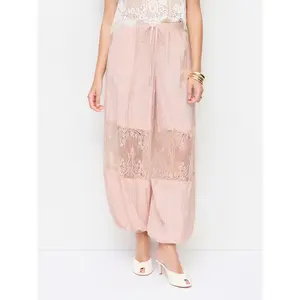 Cider Chiffon Mid Rise Lace Balloon Pants