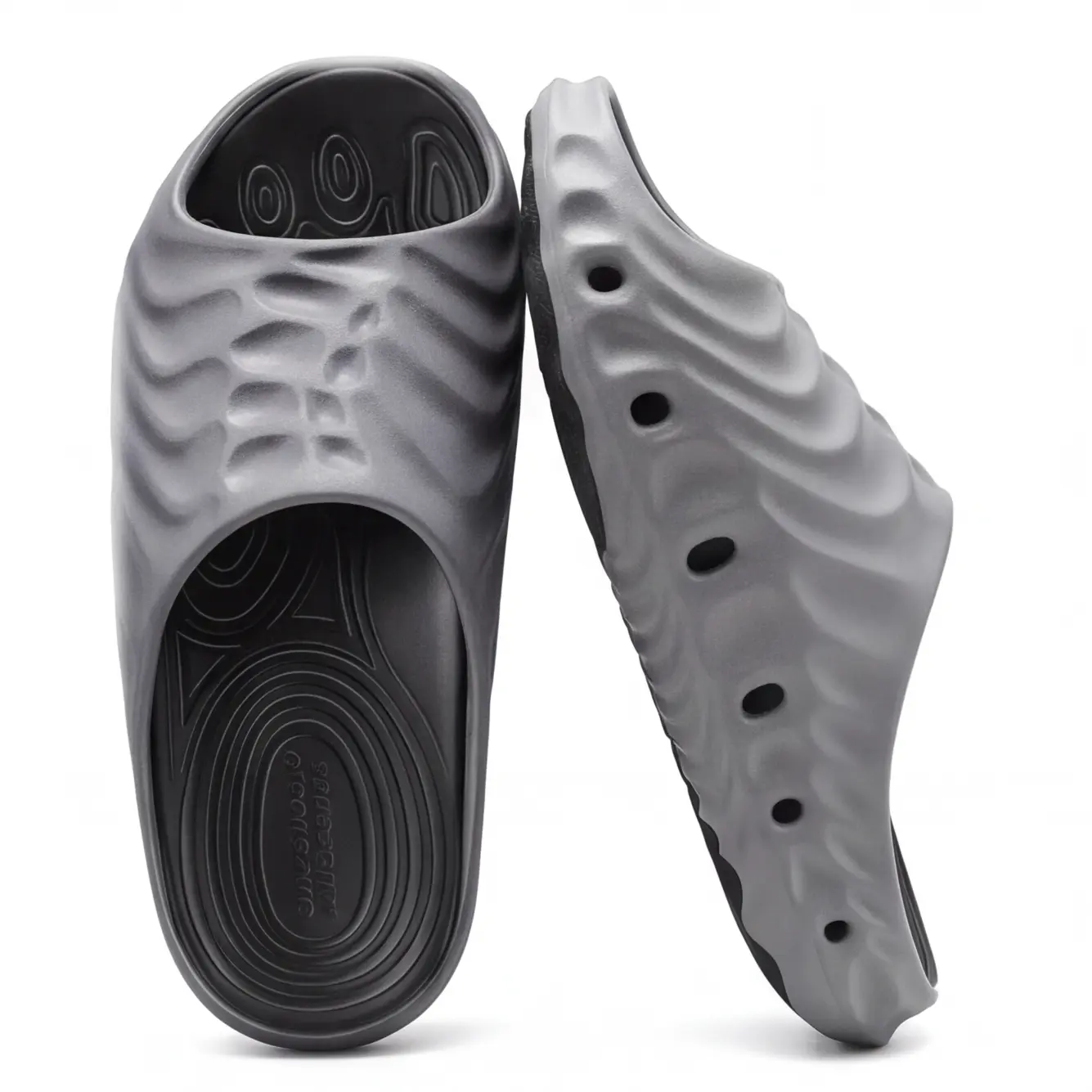 Men's Athletic Recovery Slides - Ergonomic Arch Support Insoles, Removable EVA Insole, Non-Slip Post-Workout Beach Slip-On Slippers