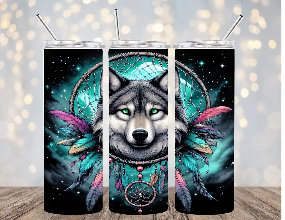 20 OZ DREAM CATCHER DESIGNS 9 OPTIONS INSULATED SKINNY TUMBLER W/ STRAW