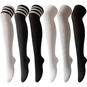 6 Pairs Women's Thigh High Socks - Over Knee Warm Stockings for Boots, Cosplay, Daily Wear |   Leg Warmers