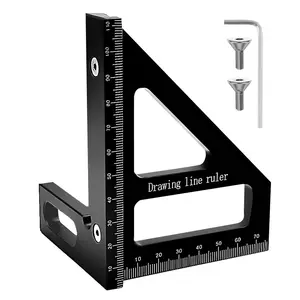 Three-Dimensional Multi-Angle Measuring Ruler, 45/90 Degree Aluminum Alloy Woodworking Square Protractor, High Precision Layout Tool ()