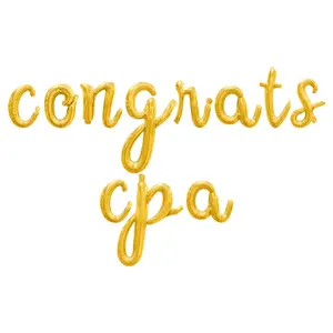 Cursive Script Letter Balloons - CONGRATS CPA 16" Inch Alphabet Letters Foil Mylar Balloon Accounting School Graduation Party Banner