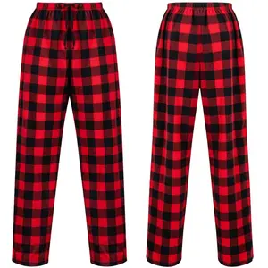 Red Black Plaid Pajama Pants – Unisex Flannel Lounge Sleepwear for Men & Women, Cozy Winter Bottoms