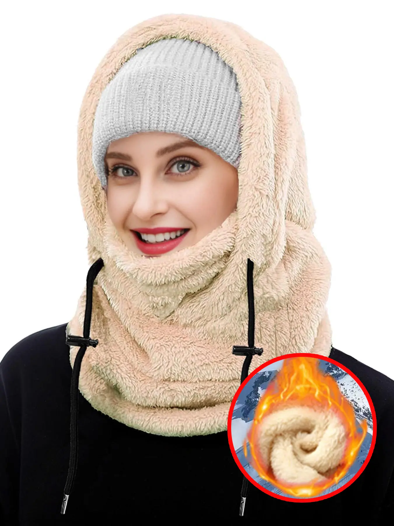 2026 New Unisex Outdoor Cycling Ski Windproof Face Mask, Winter Fleece Snowboarding Headwear, Warm Hat Scarf Set