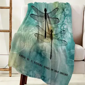 1Pc Colorful Dragonfly Throw Blanket, Comfortable Warm Soft Sofa Blanket For All Seasons, Blanket For Office, Bed And Travel, For Men Women Elderly, Perfect Gift