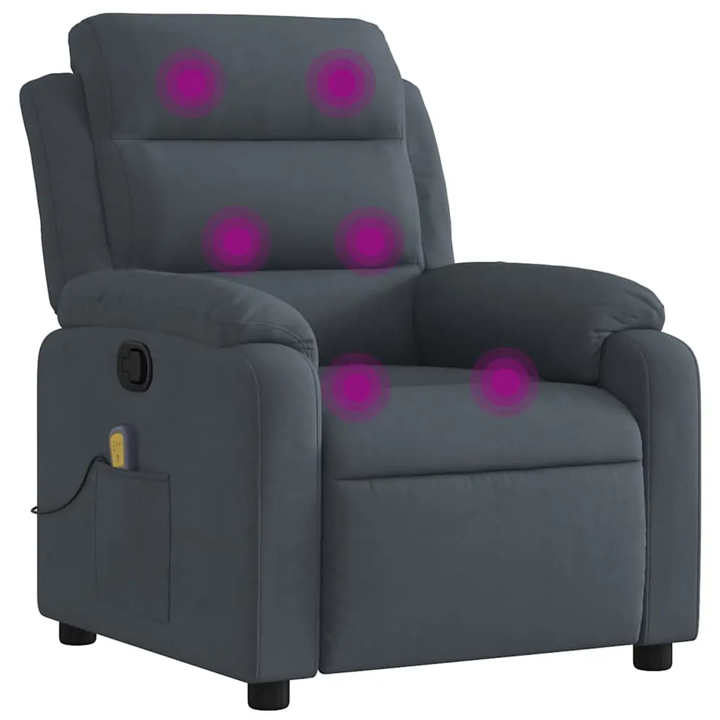 vidaXL Massage Recliner Chair, Adjustable Reclining Armchair for Elderly, Wingback Recliner for Home Theater Cinema, Modern Style, Dark Gray Velvet 373512