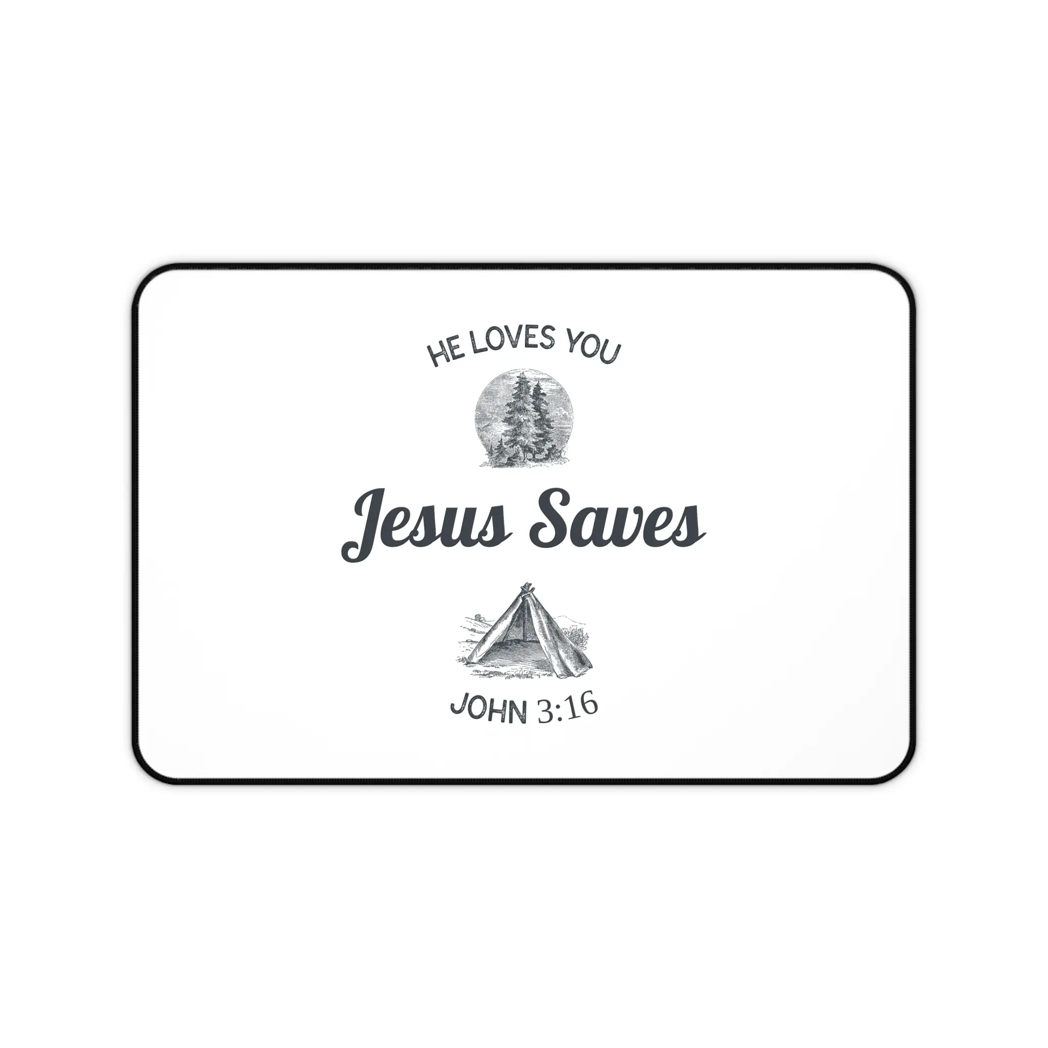 Jesus Saves desk mat | Christian Scripture John 3:16 faith desk mat