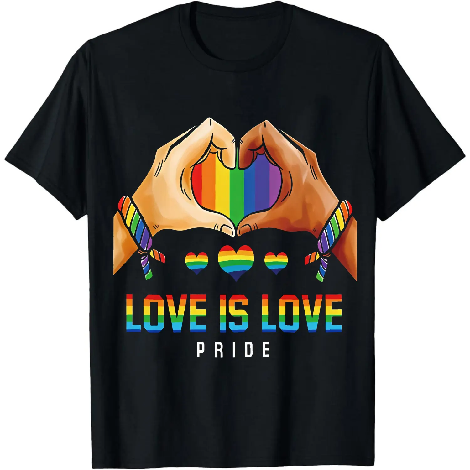 100% Cotton Hands Form Heart Rainbow Love Is Love Pride T-Shirt Women Men Unisex Clothing Streetwear