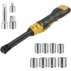 3/8 Inch Cordless Ratchet Wrench, for DEWALT 20V Max Battery, 88Ft-Lbs, 0-450RPM Variable Speed Trigger, R&F Switch, 8 Sockets, 3/8" to 1/4" Adapter, 3" Extension Bar, Extended 6-inch Head