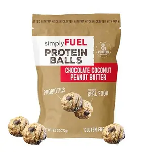simplyFUEL Whole Food Protein Balls with Probiotics - Chocolate Coconut Peanut Butter Snacks - 8g Protein Snack - Gluten Free Energy Balls
