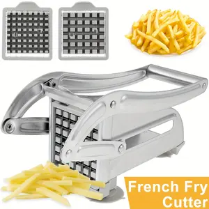 French Fry Cutter Stainless Steel Potato Chipper Fast Cutting Potato Chip Cutter with 36/46 Holes Blades Manual Food Slicer Dicer Multifunction Vegetable Fruit Chipper for Potato Onion Manual French Fry Cutter Kitchen Utensils