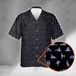 Positions Pattern Hawaiian Shirt, Man & Woman Stick People Hawaiian Shirt, Short Sleeve Shirt, Funny Gifts For Couple, Friends