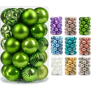 AMS 34ct Christmas Ball Mini Ornaments Party Decorations Shatterproof Festival Pendant Hangings for Xmas Tree Decor(1.57''/40mm,Green)