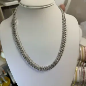 24in 8mm Sterling Silver Moissanite Miami Cuban link
