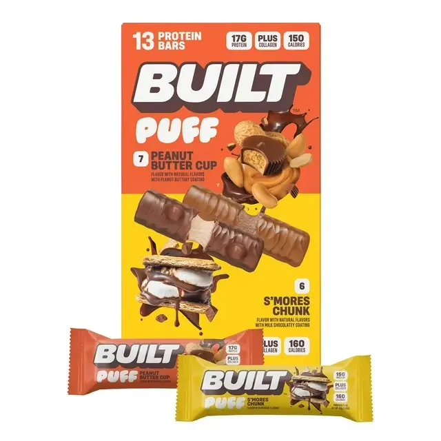 BUILT Bar Puff & Chunk Protein Bars, Variety Pack, 13 ct