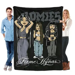 Homies Firme Hynas Chicano Style Printed Flannel Fleece Throw Blanket, Ultra Soft Cozy All Season Sofa Bed Cover, Latinx Culture Home Decor, Perfect Holiday Birthday Gift For Homies Fans