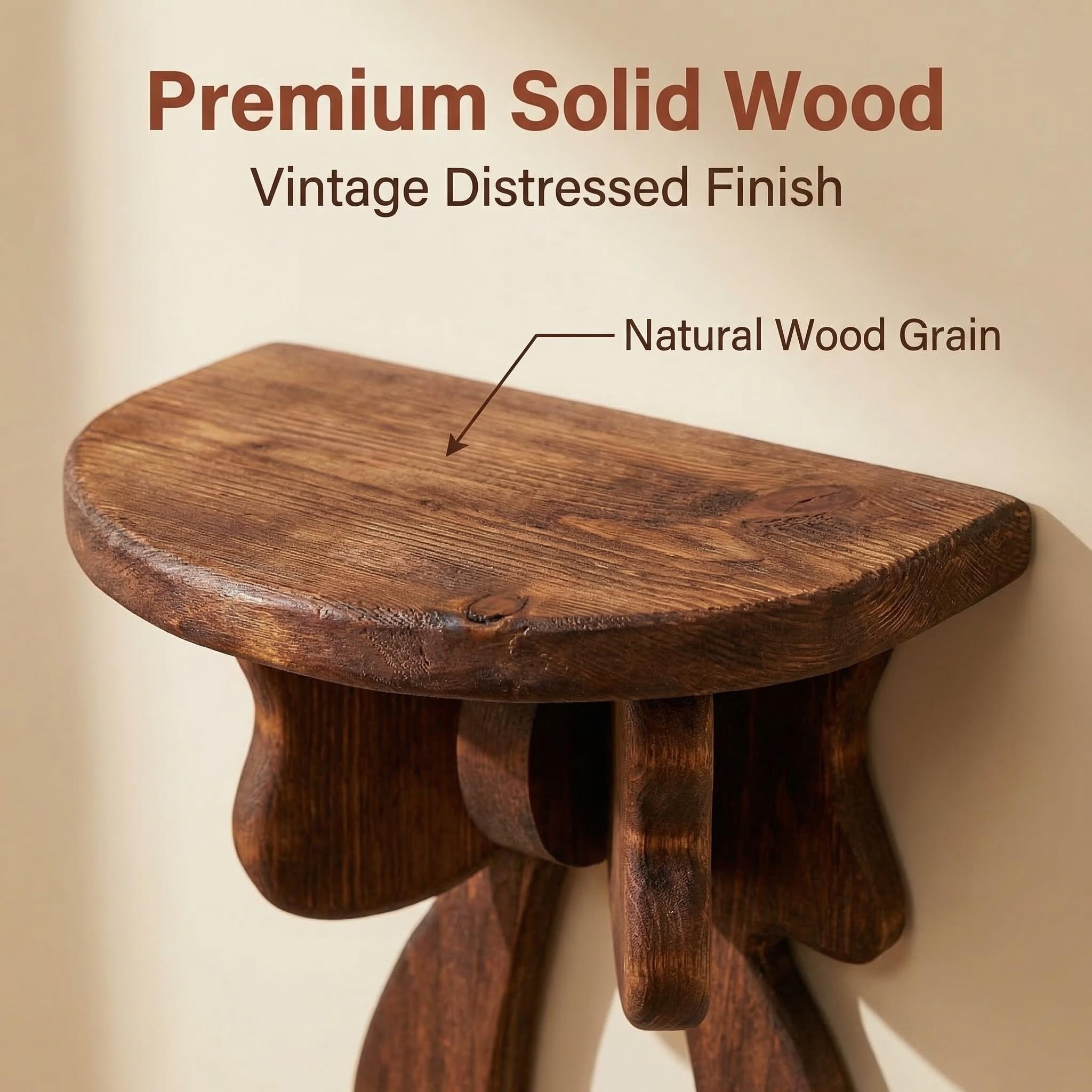 Vintage Wood Bow Wall Shelf - Cute Aesthetic Floating Shelf for Wall, Rustic Farmhouse Wooden Bow Display Stand, Space Saving Small Wall Shelves for Living Room Bedroom Bathroom, Perfect for Halloween Easter Thanksgiving Decor