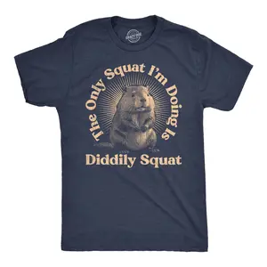 Mens Funny T Shirts The Only Squat Im Doing Is Diddly Squat Sarcastic Graphic Novelty Tee for Men Mens Funny T Shirts Cool Vintage Fashion T-Shirt Gift Classic Menswear Funny Sarcastic Short Sleeve Novelty Tees Navy -