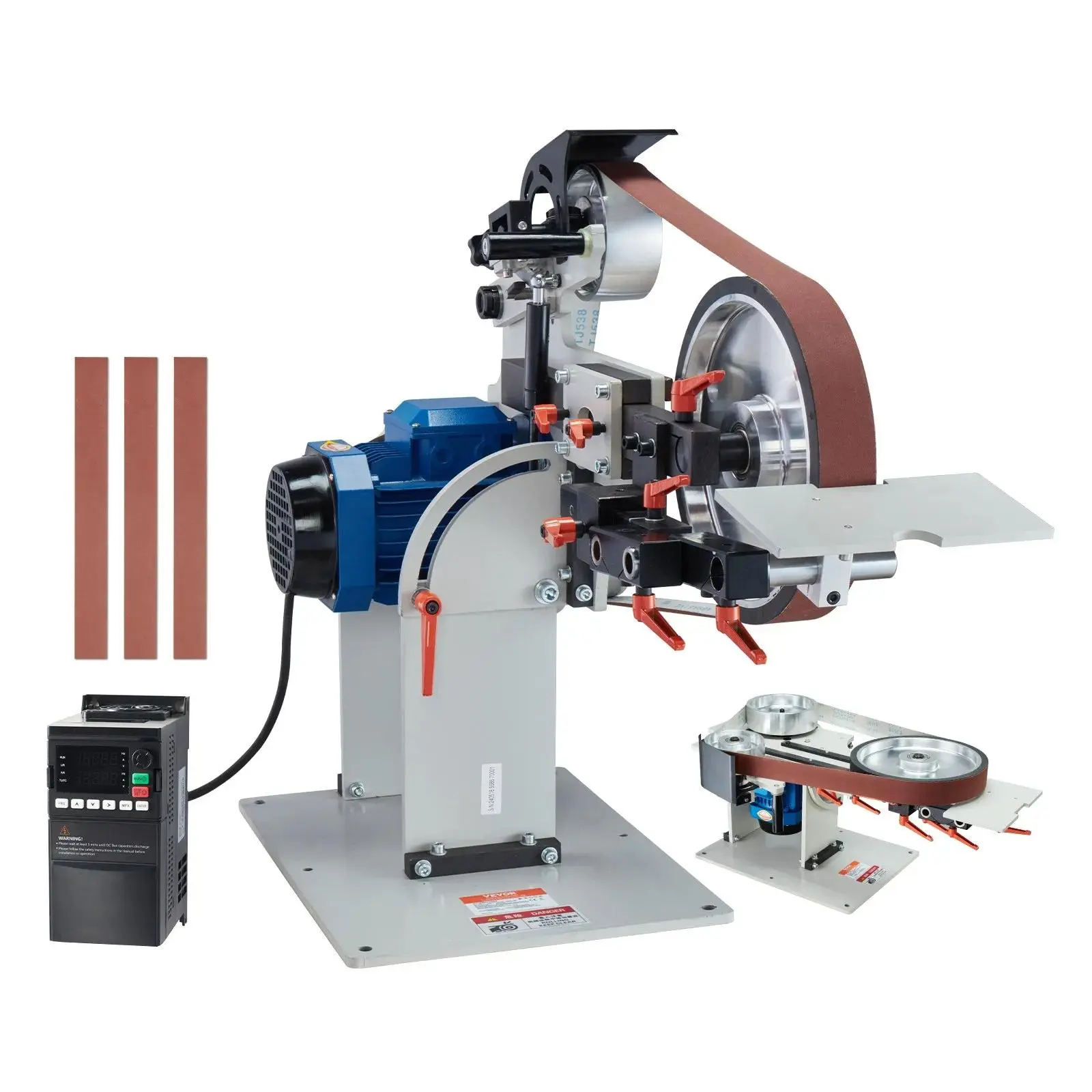 【DealsForYouDays】VEVOR Belt Grinder Sander,  , 72 x 2-Inch Variable Speed Belt Polisher with VFD, 1500W Knife Sharpener with 3 Grinding Moulds & 3PCS Sanding Belts for Metalworking, Compatible with 72"- 82*2" Belts