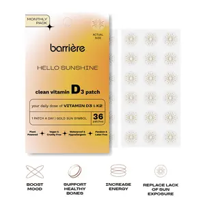 Barrière Hello Sunshine Clean Vitamin D3/K2 Wearable Patches - 36 Mini Patches; Your Daily Vitamin D