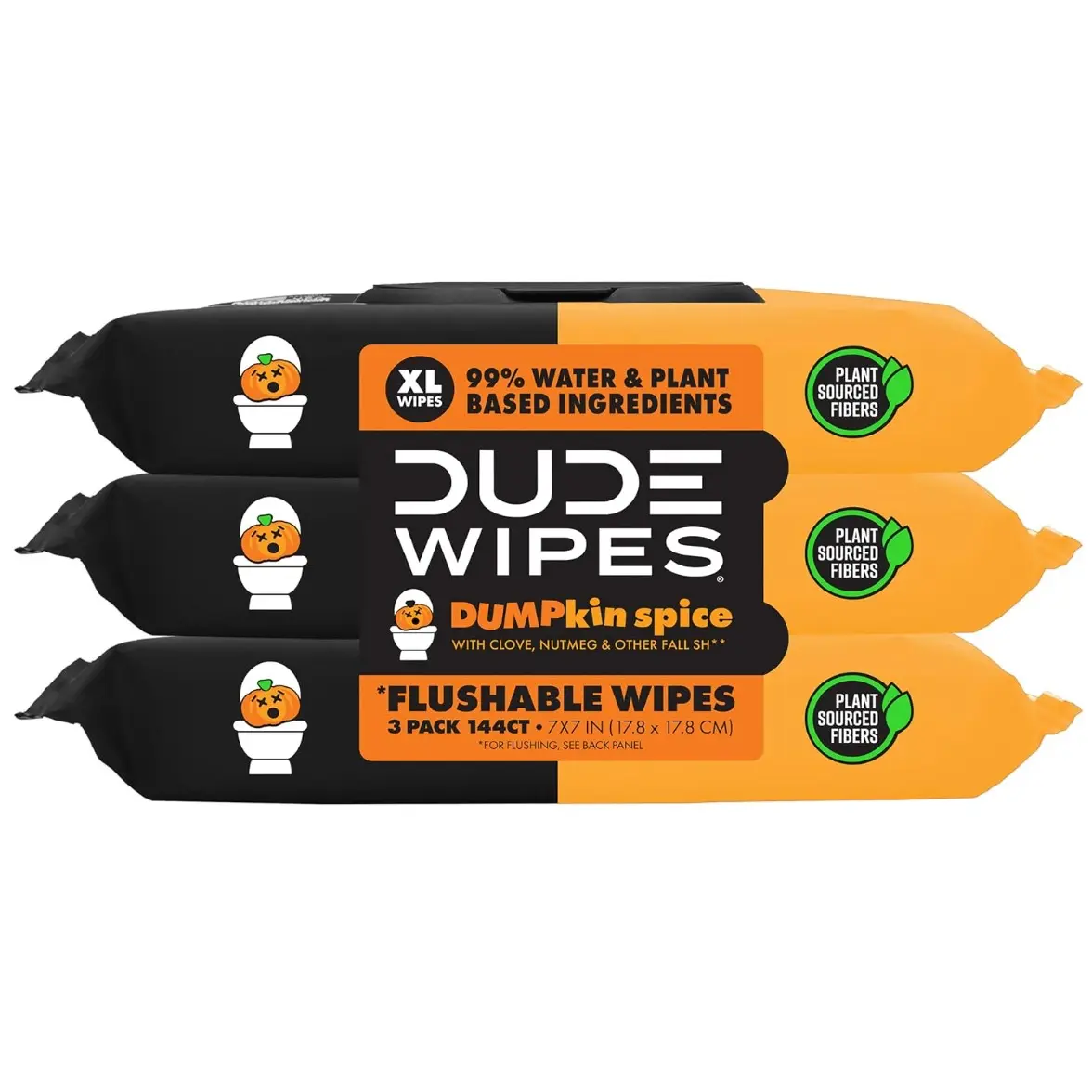 Choose Your Scent | DUDE paper Wipes Limited Edition DUMPkin Spice, Extra Large Fall Scented Flushable Wet Wipes, 48 Count, 3 Pack (144 Total)