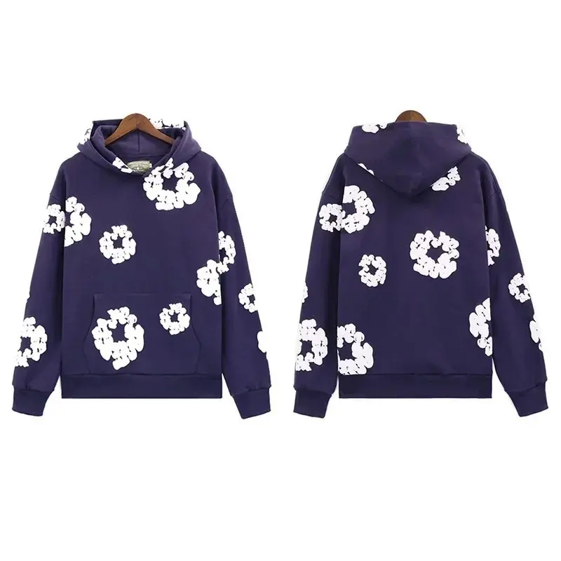 Purple blue hoodie (white floral wreath)