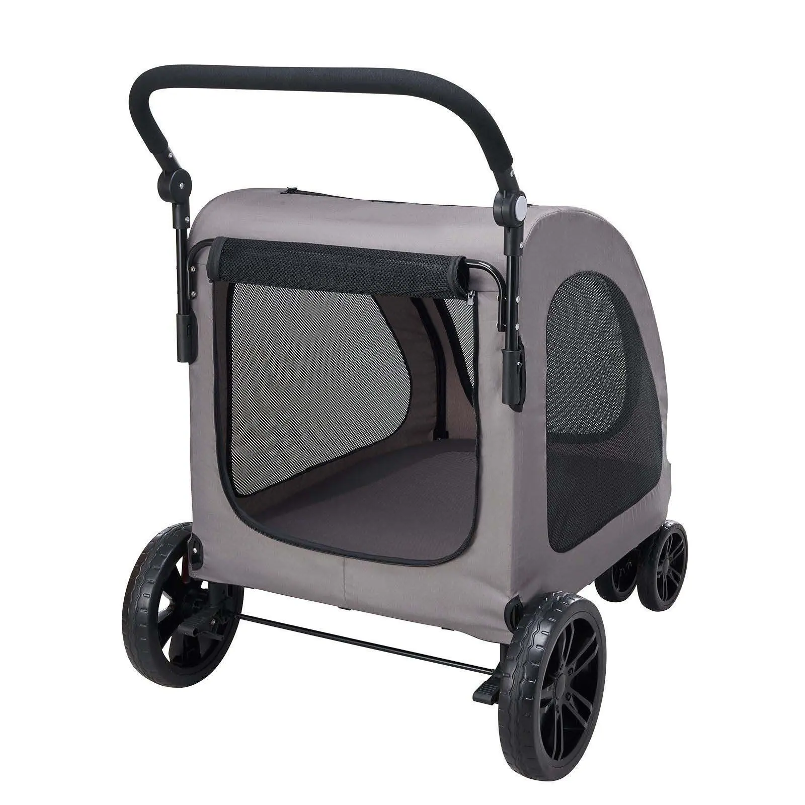 Dog Stroller 4 Wheels, 160lbs Pet Stroller with Brakes, Portable Puppy Stroller for Small Medium Dogs & Cats, Breathable Mesh, Adjustable Handle Large-4 Wheels